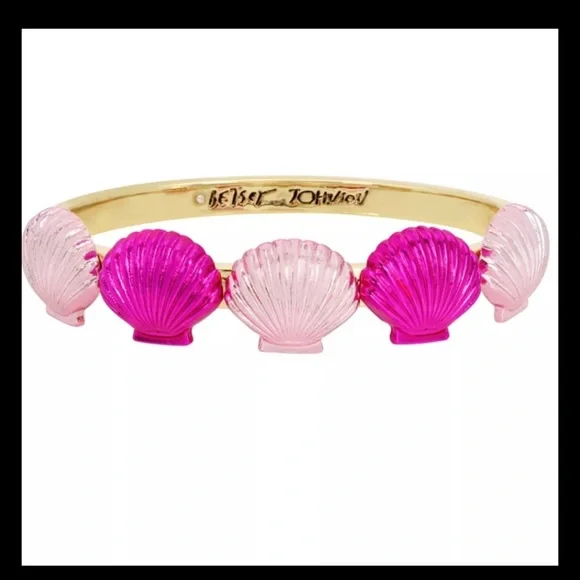 NWT Betsey Johnson Pink Metallic Seashell Bangle Bracelet - Picture 1 of 8